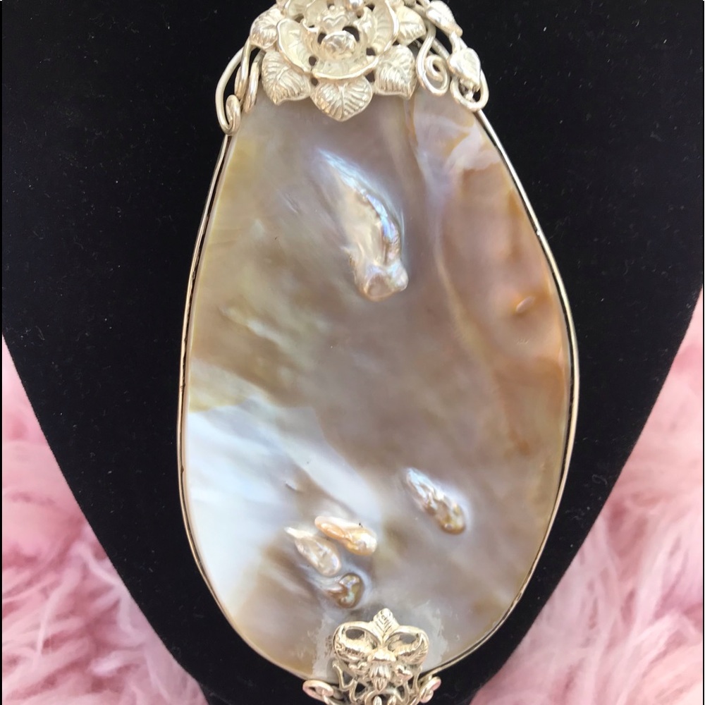Gorgeous large mabe blister Pearl and sterling silver pendant - Picture 1 of 6